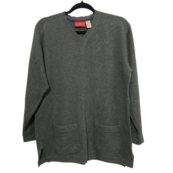 Liz Claiborne Liz & Co green tunic sweater lagenlook pockets cotton medium - Picture 1 of 8